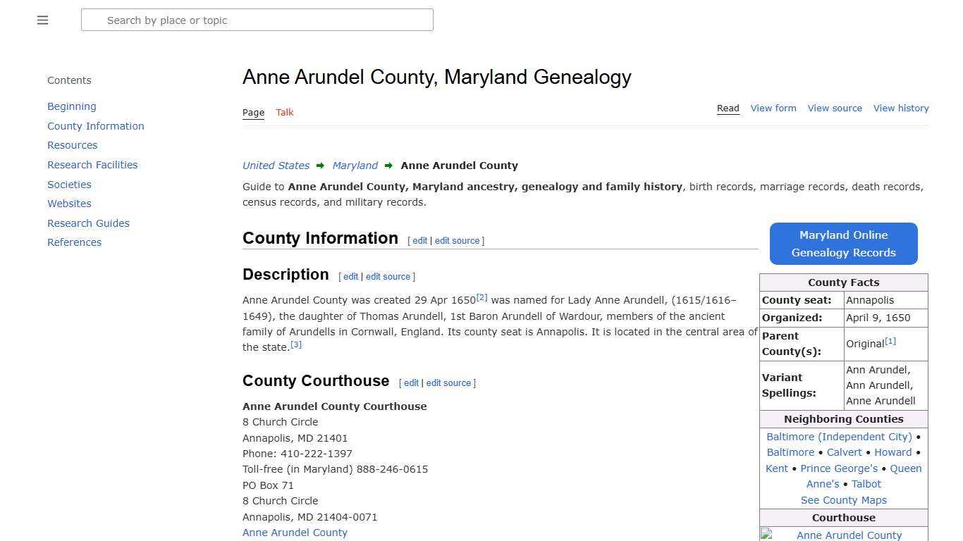 Anne Arundel County, Maryland Genealogy • FamilySearch