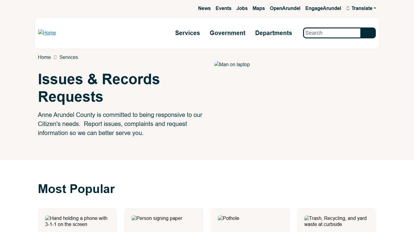 Issues & Records Requests Anne Arundel County Government