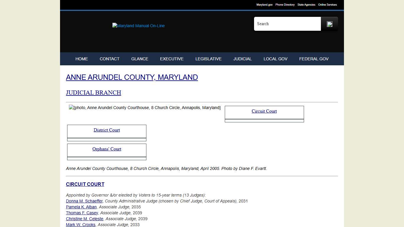 Anne Arundel County, Maryland - Government, Judicial Branch