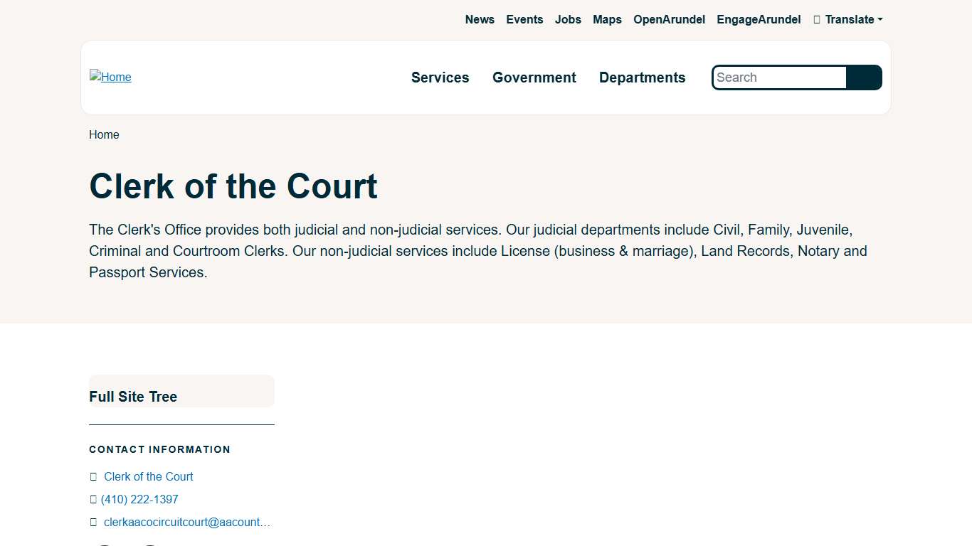 Clerk of the Court Anne Arundel County Government